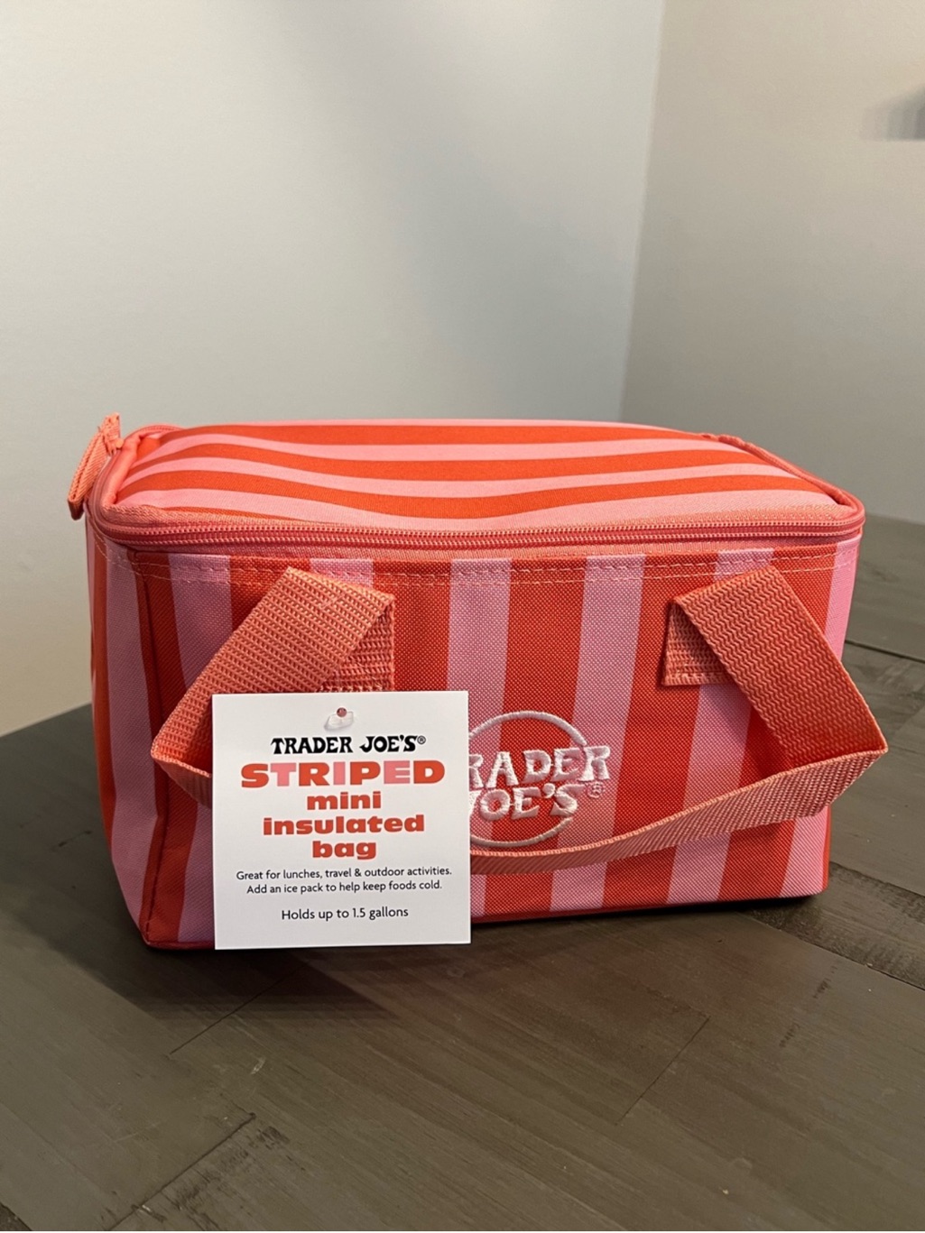 Nwt Trader Joe’s Pink Striped Mini Insulated Bag